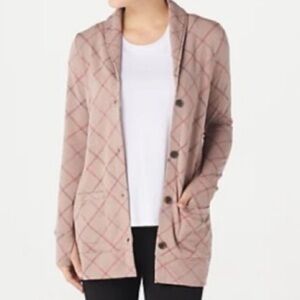 Cuddl Duds Comfortwear shawl collar button front fleece lined cardigan M